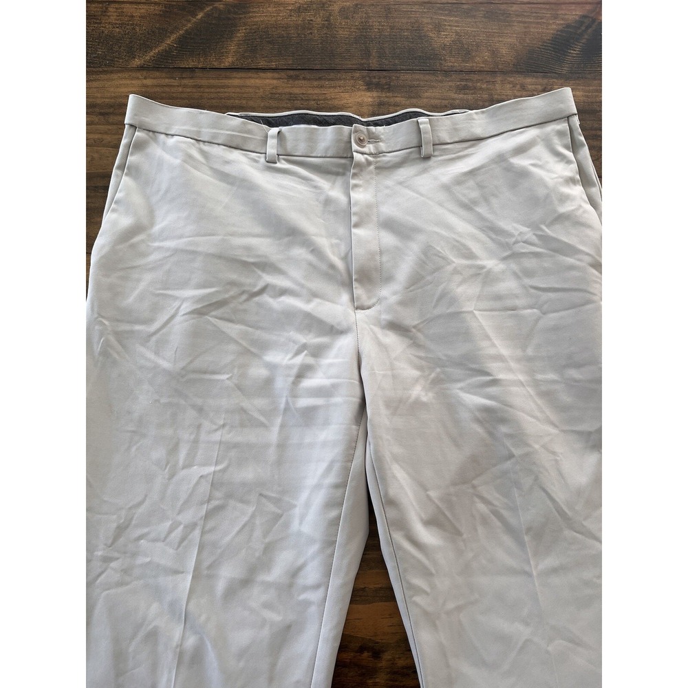 Haggar Dress Pants Men 44x30 Beige Cool 18 Pro Classic Fit Flat Front